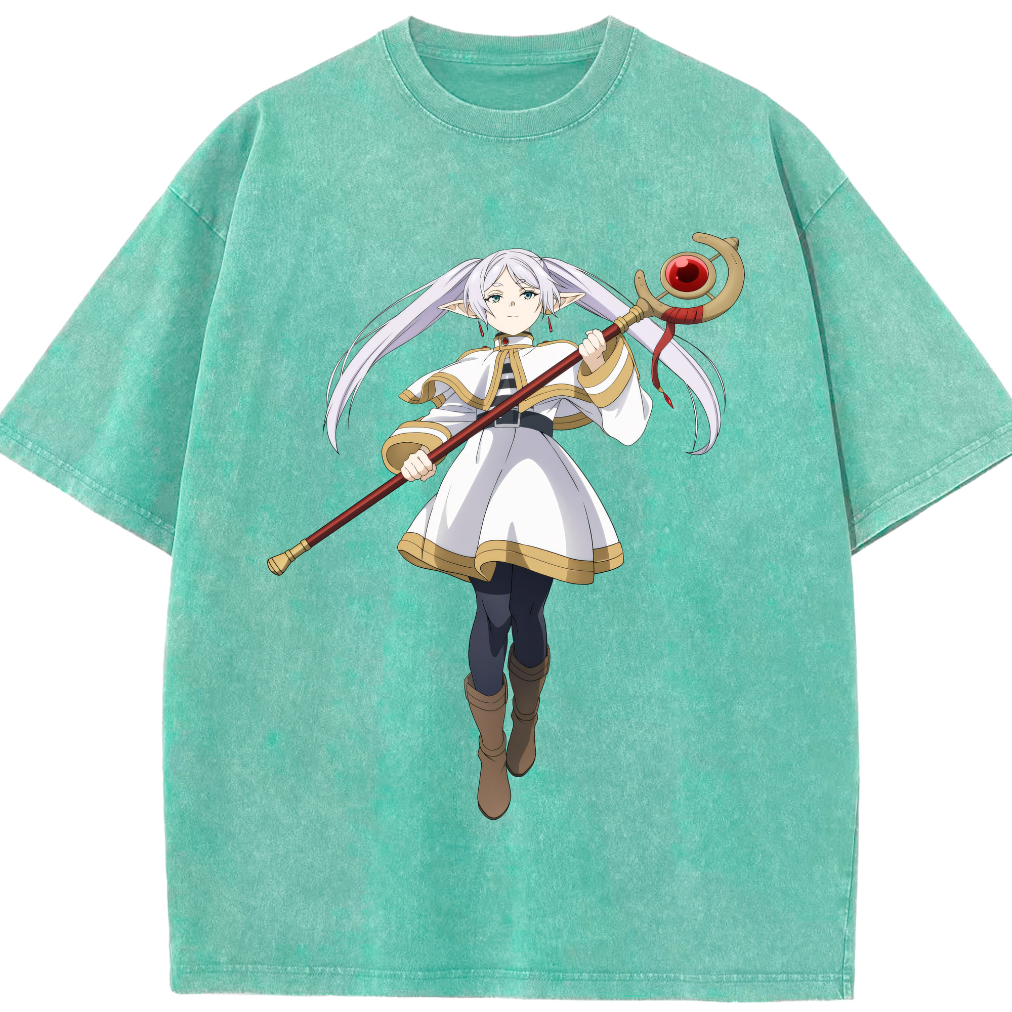 （画像用） 葬送のフリーレン Frieren 綿100% ヴィンテージ風 半袖Tシャツ（フロントプリント）